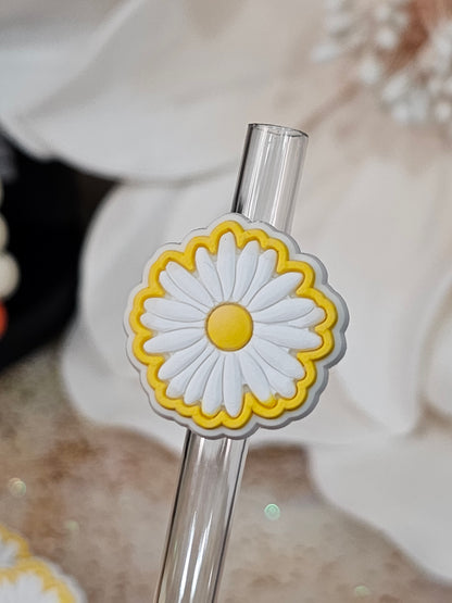 White yellow Daisy flowers Straw/pencil or pen charms