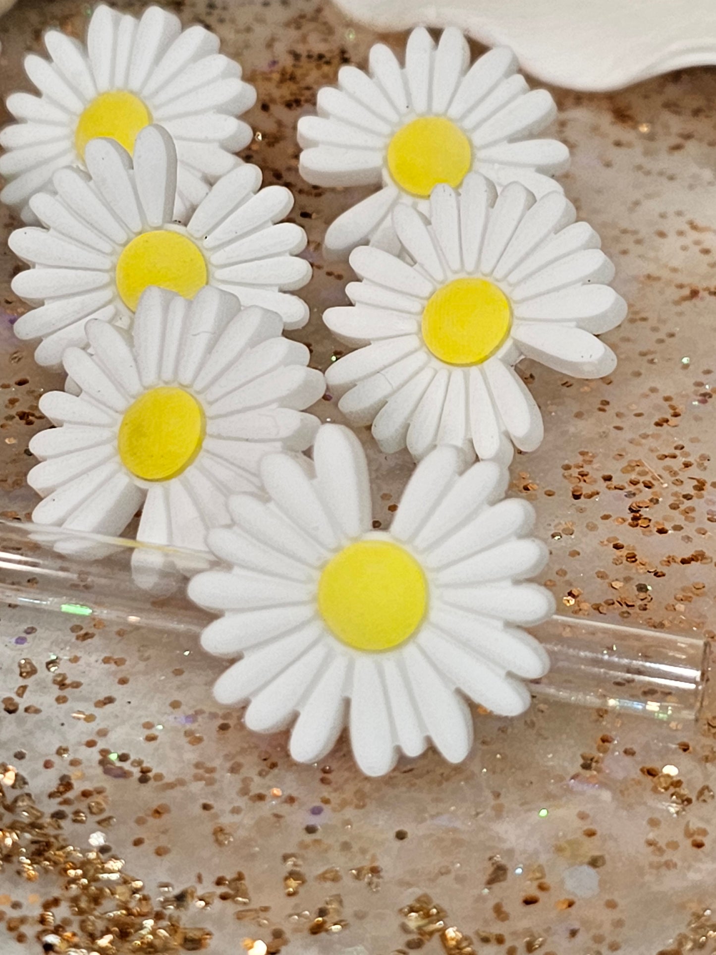 Daisy flowers Straw/pencil or pen charms