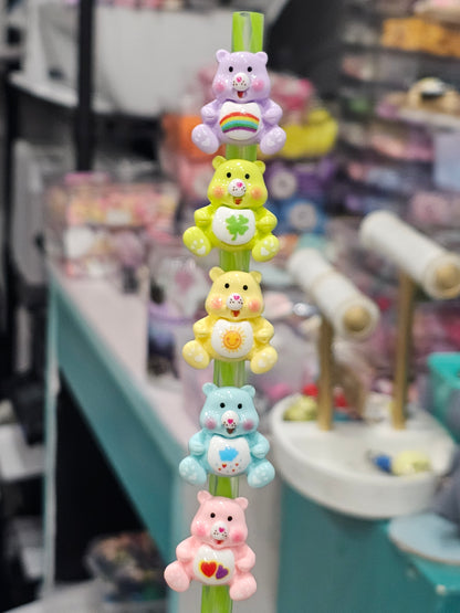 Resin Care bears Straw/pencil or pen charms