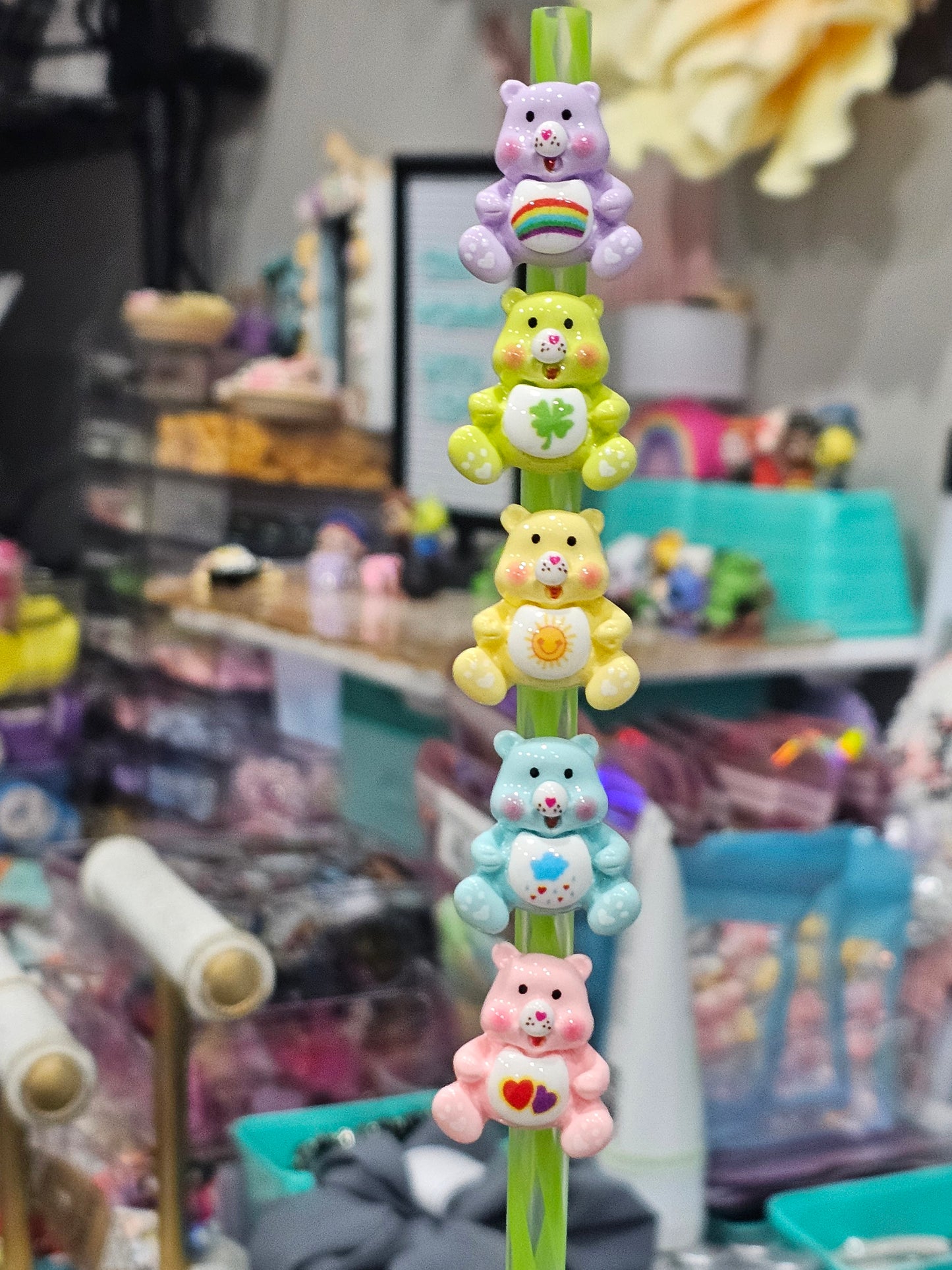 Resin Care bears Straw/pencil or pen charms