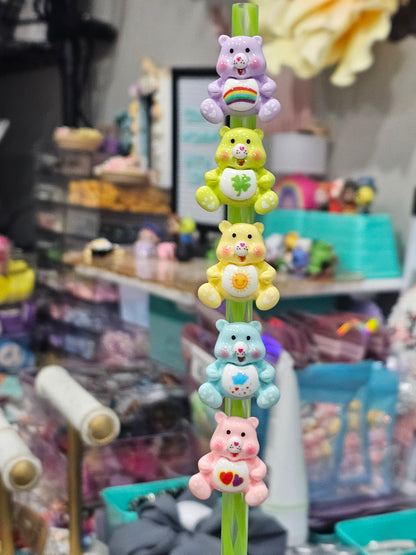 Resin Care bears Straw/pencil or pen charms