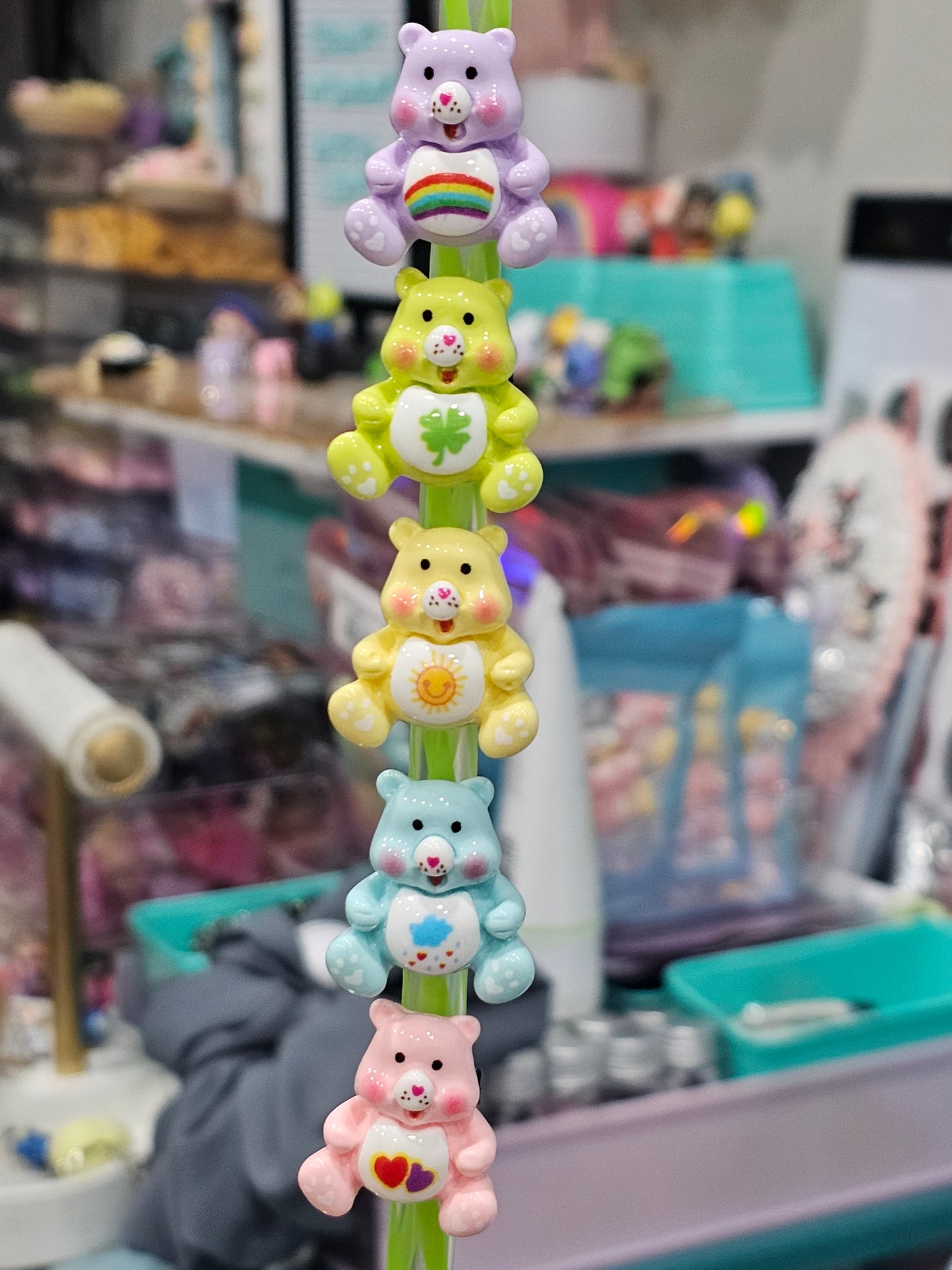 Resin Care bears Straw/pencil or pen charms