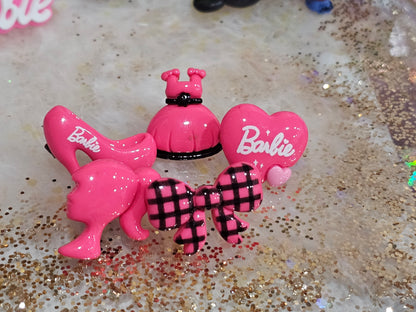 Barbie hot pink resin chaims Straw/pencil & pen charms