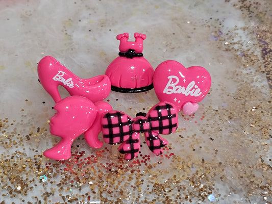 Barbie hot pink resin chaims Straw/pencil & pen charms