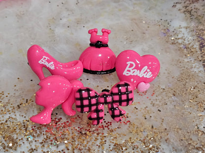 Barbie hot pink resin chaims Straw/pencil & pen charms