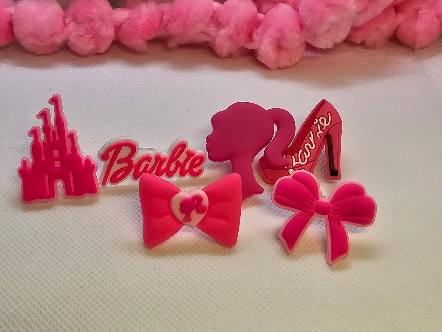 Barbie set straw/pencil & pen charms 6pcs