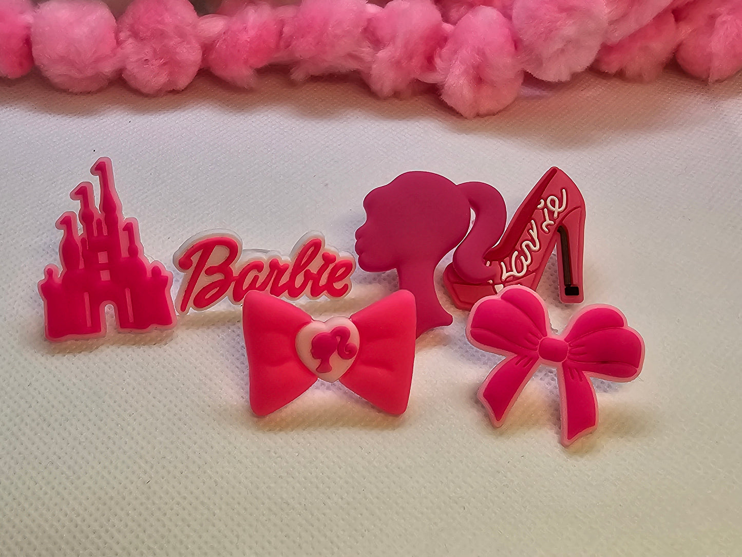 Barbie set straw/pencil & pen charms 6pcs