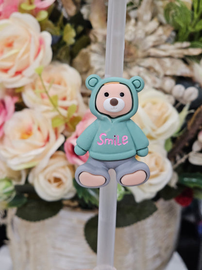 Smiley Bear Straw/pencil or pen charms