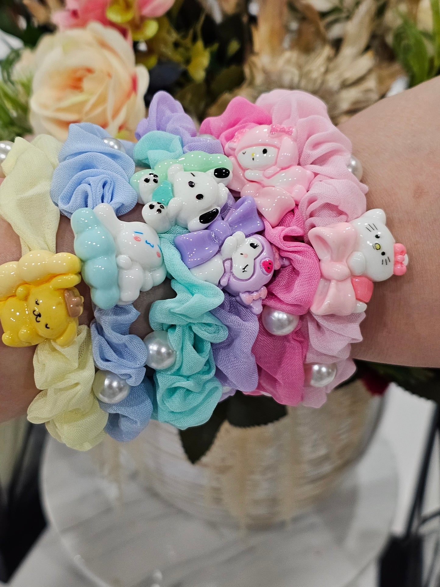 Sanrio Scrunchies with pearl accent