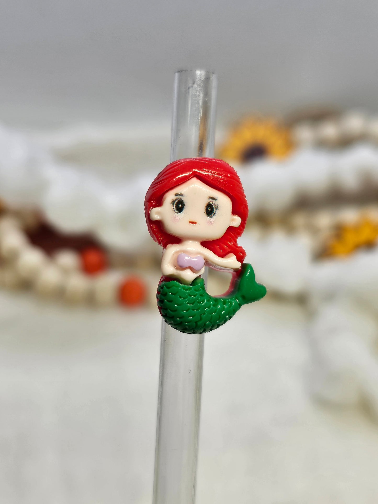 Resin charm little mermaid  Straw/pencil or pen charms