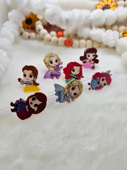 Acrylics Disney Princesses bundle 7pcs - Straw/pencil or pen charms