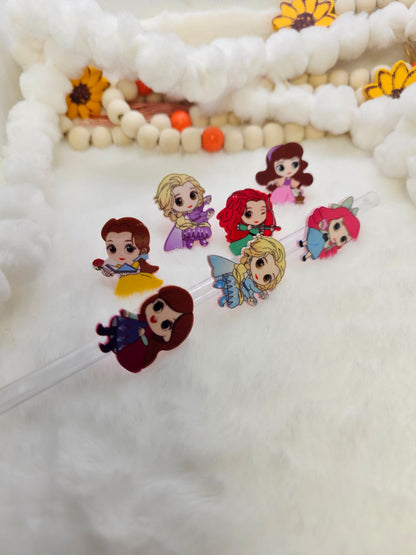 Acrylics Disney Princesses bundle 7pcs - Straw/pencil or pen charms