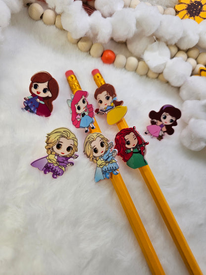 Acrylics Disney Princesses bundle 7pcs - Straw/pencil or pen charms