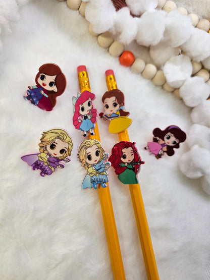 Acrylics Disney Princesses bundle 7pcs - Straw/pencil or pen charms