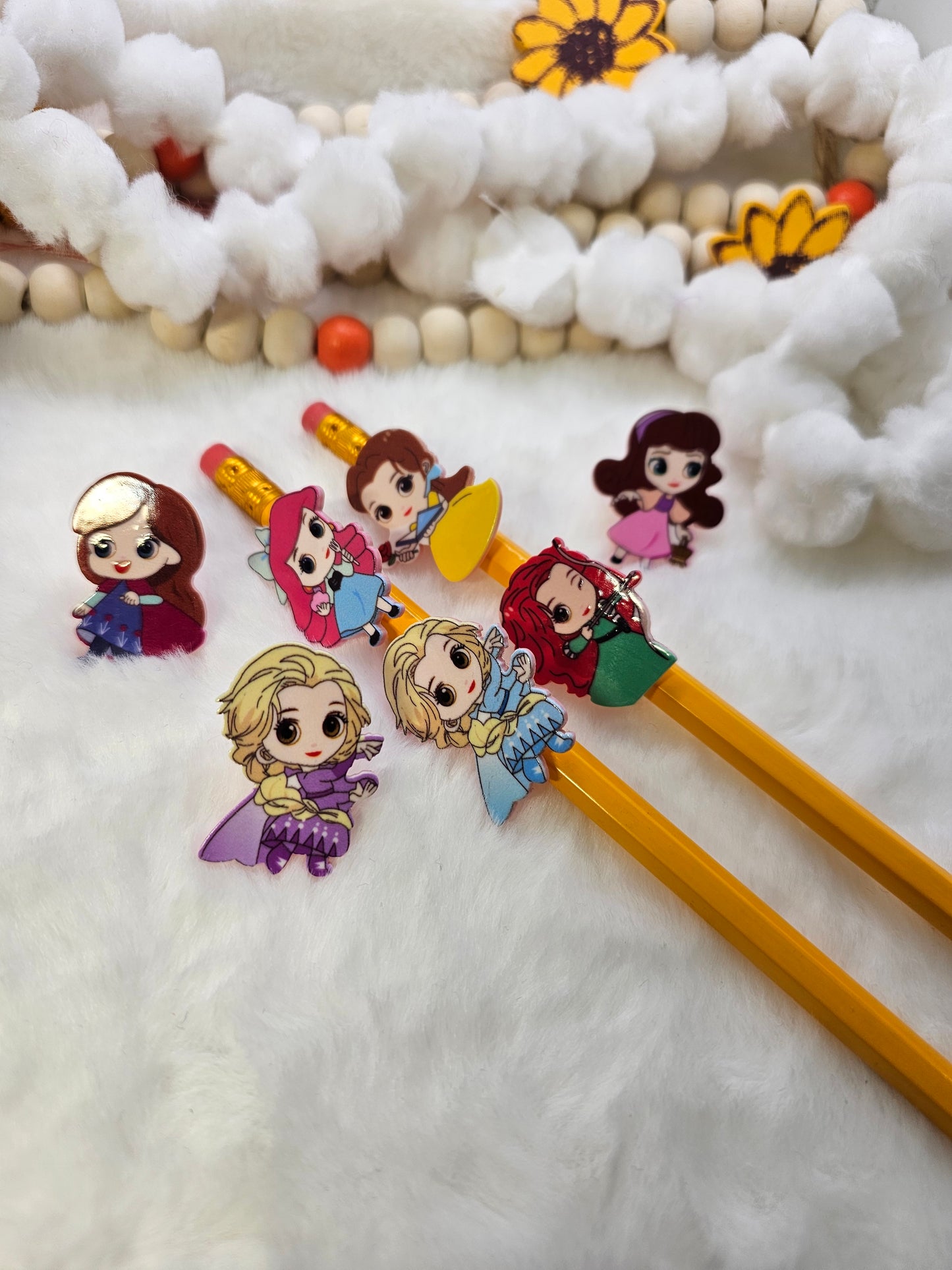 Acrylics Disney Princesses bundle 7pcs - Straw/pencil or pen charms