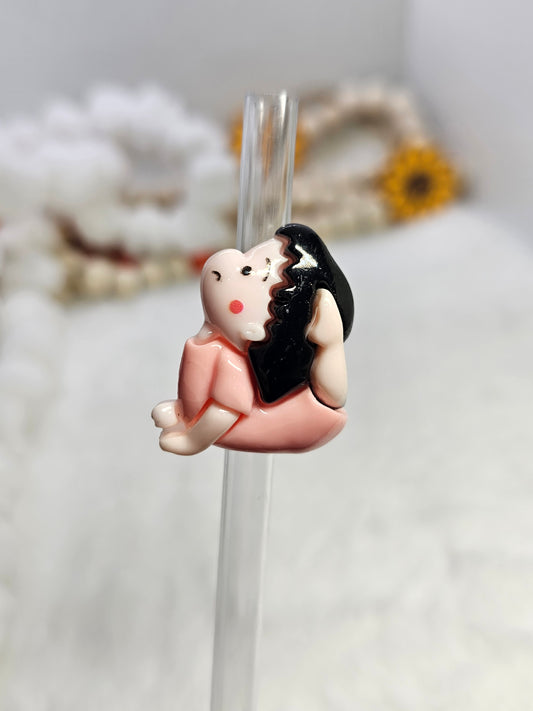 Resin charm Yoga girl Straw/pencil or pen charms