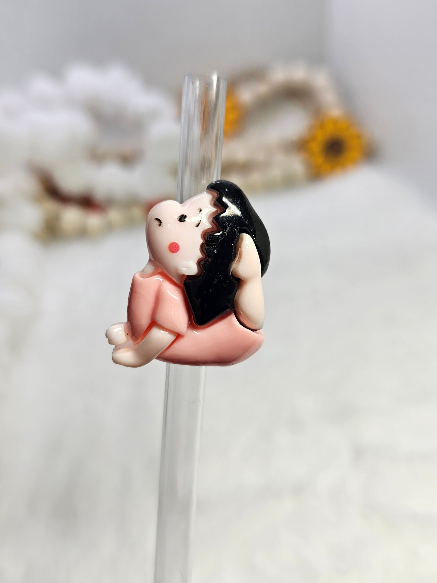 Resin charm Yoga girl Straw/pencil or pen charms