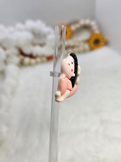 Resin charm Yoga girl Straw/pencil or pen charms