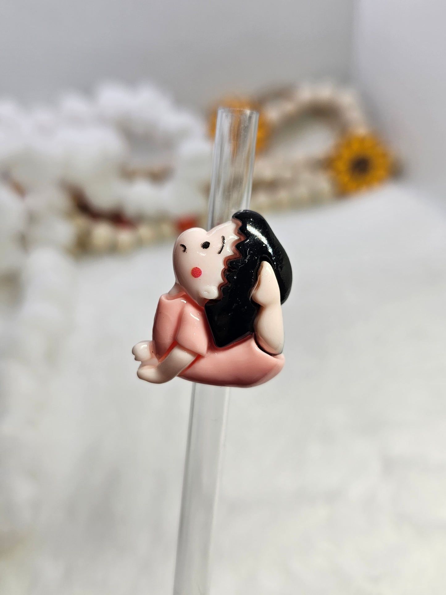 Resin charm Yoga girl Straw/pencil or pen charms