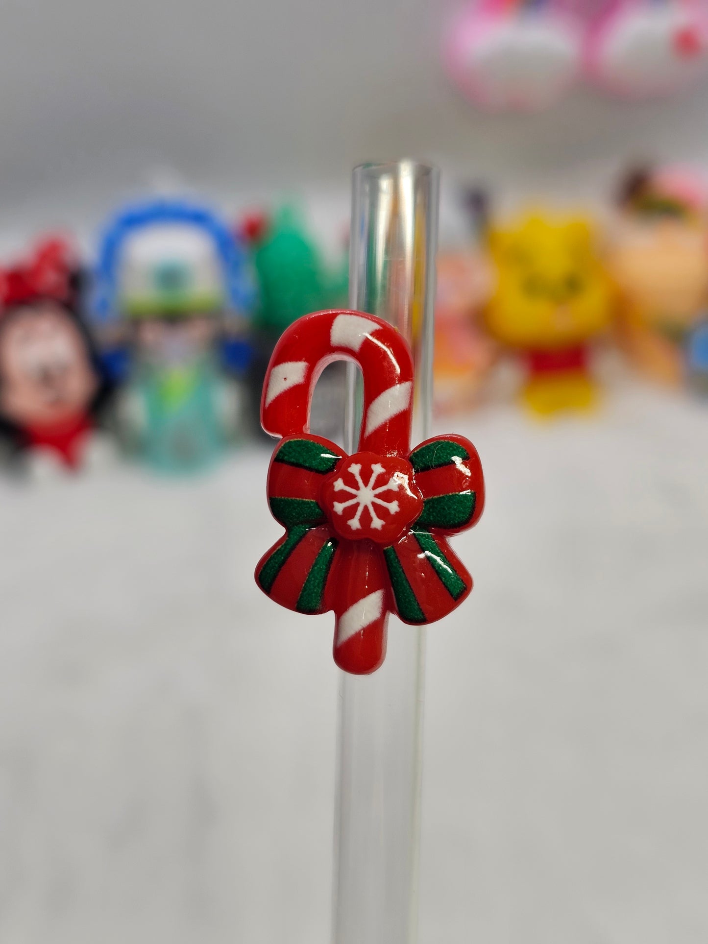 Resin candy cane Straw/pencil or pen charms