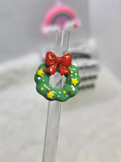 Christmas Wreath Straw/pencil or pen charms