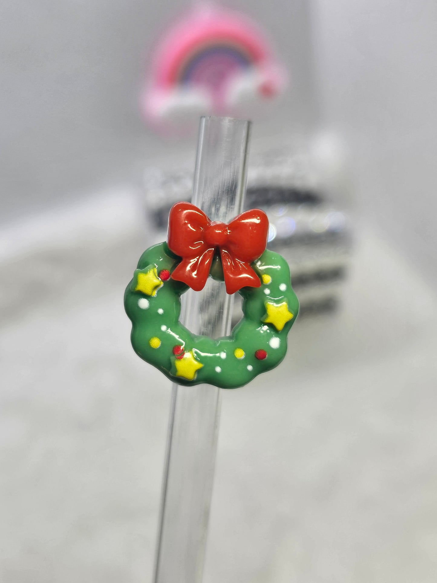 Christmas Wreath Straw/pencil or pen charms