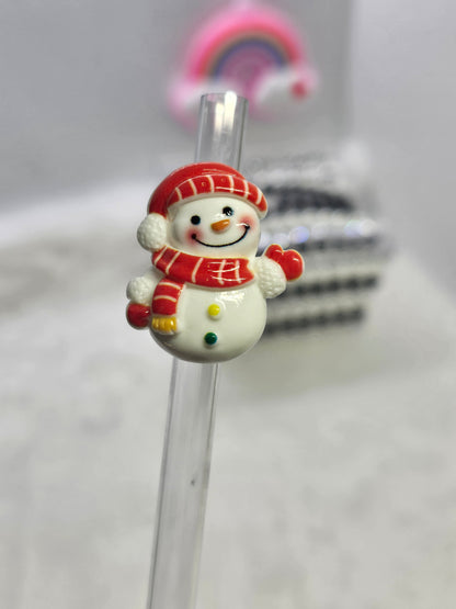 Resin Charm snowman- Straw/pencil or pen charms