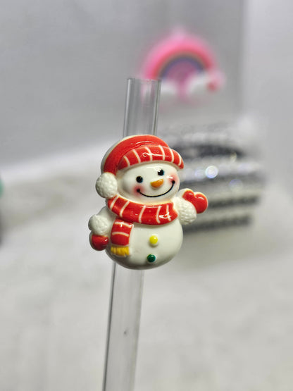 Resin Charm snowman- Straw/pencil or pen charms