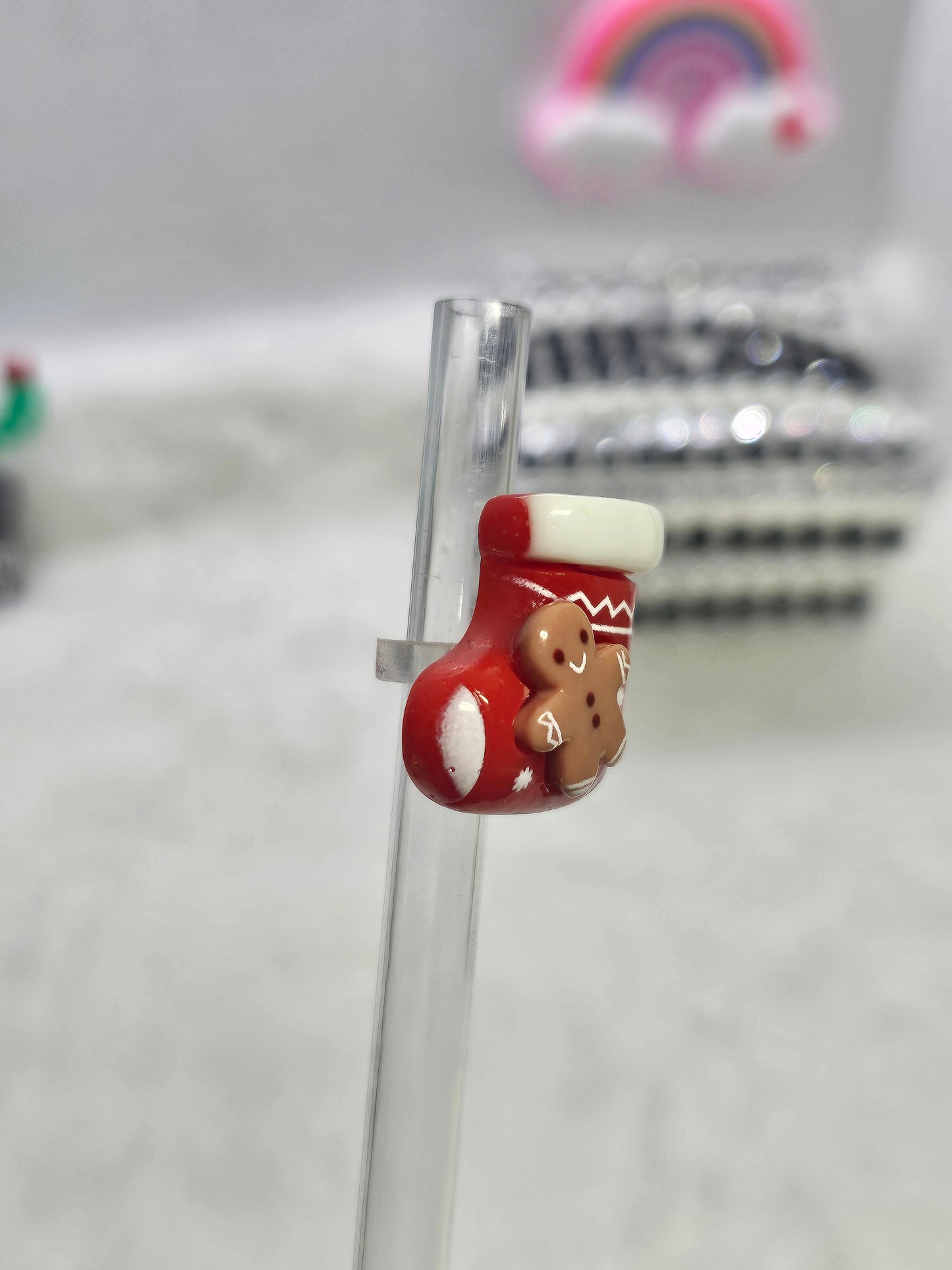 Christmas socks- Straw/pencil or pen charms