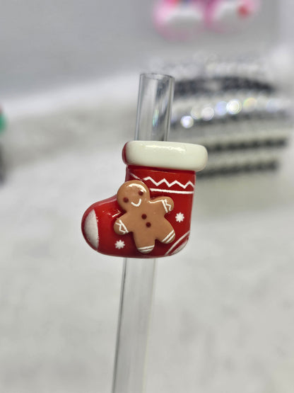 Christmas socks- Straw/pencil or pen charms