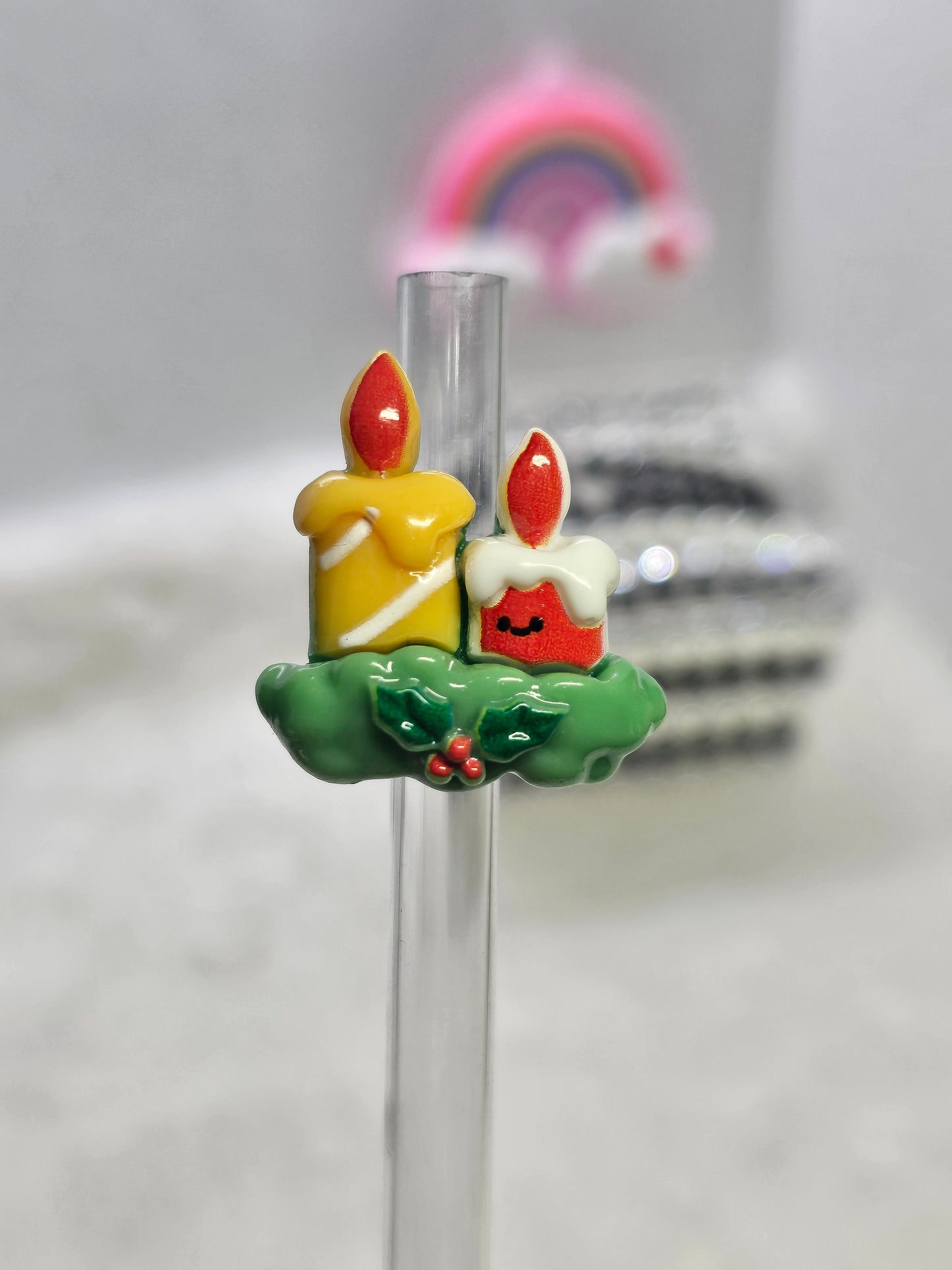 Resin Charm Christmas Candles - Straw/pencil or pen charms