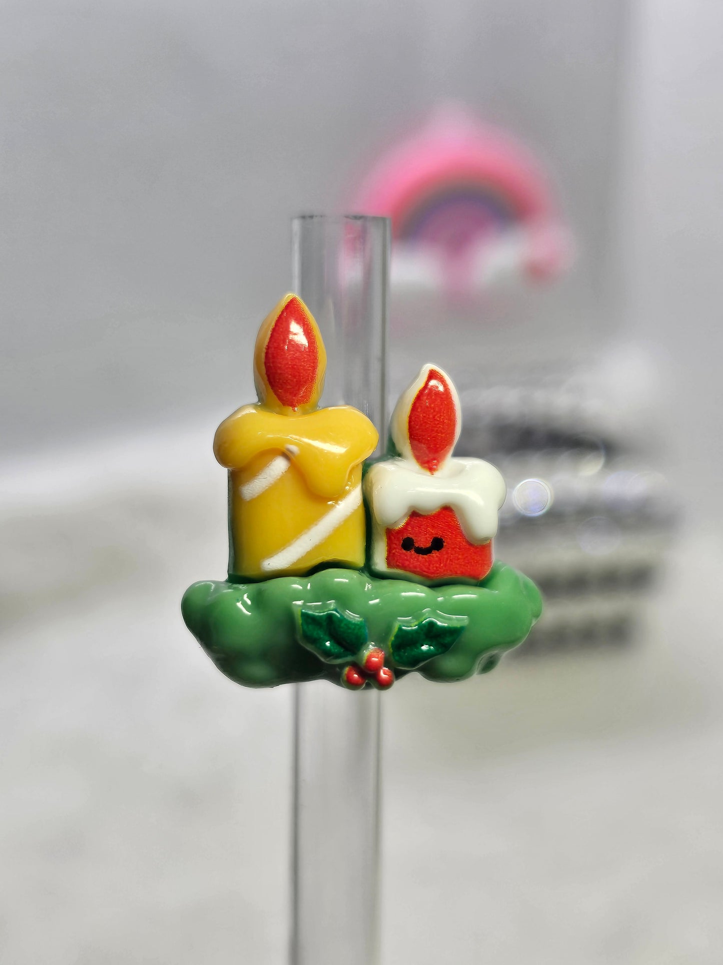 Resin Charm Christmas Candles - Straw/pencil or pen charms