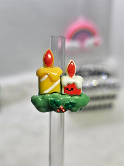 Resin Charm Christmas Candles - Straw/pencil or pen charms