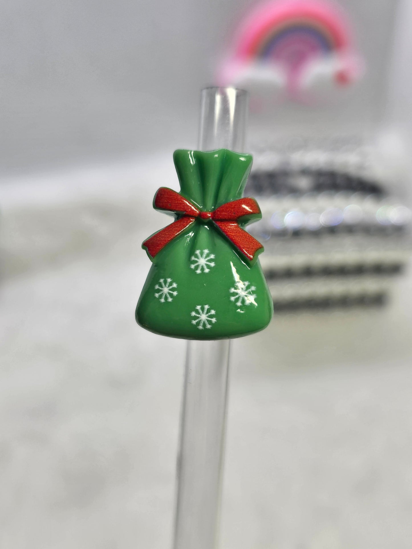 Resin Charm Christmas gift bag- Straw/pencil or pen charms