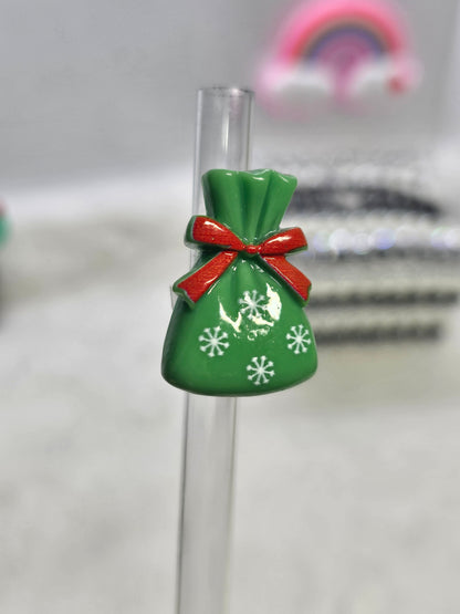 Resin Charm Christmas gift bag- Straw/pencil or pen charms