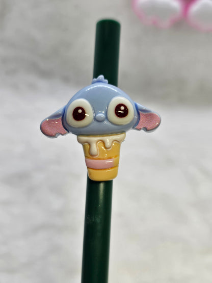 Stitch ice cream- Straw/pencil or pen charms