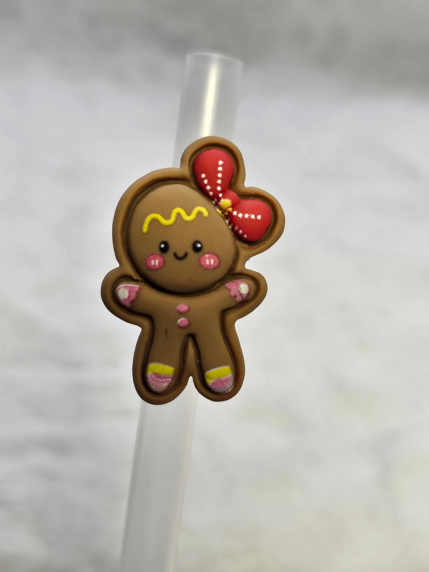 Ginger bread with bow- Straw/pencil or pen charms