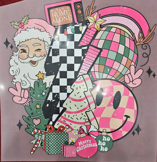 Retro Pink Santa- DTF transfer