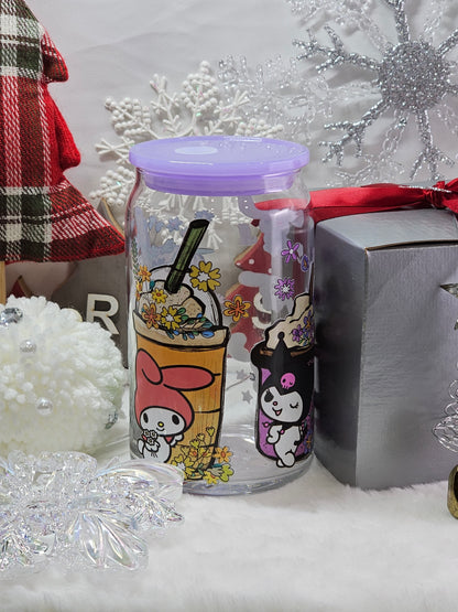 Sanrio -16oz Libbey glass with Lid and straw