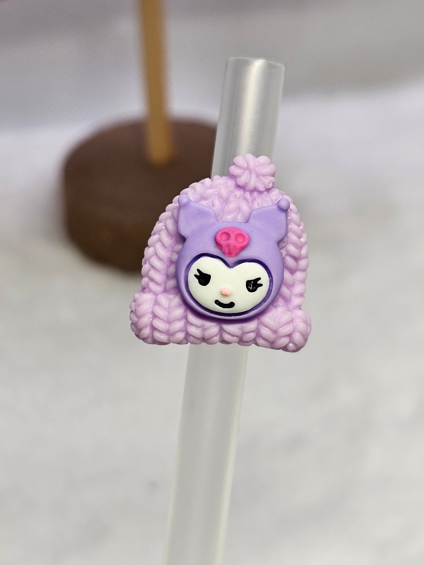 Kuko purple hat- Straw/pencil or pen charms