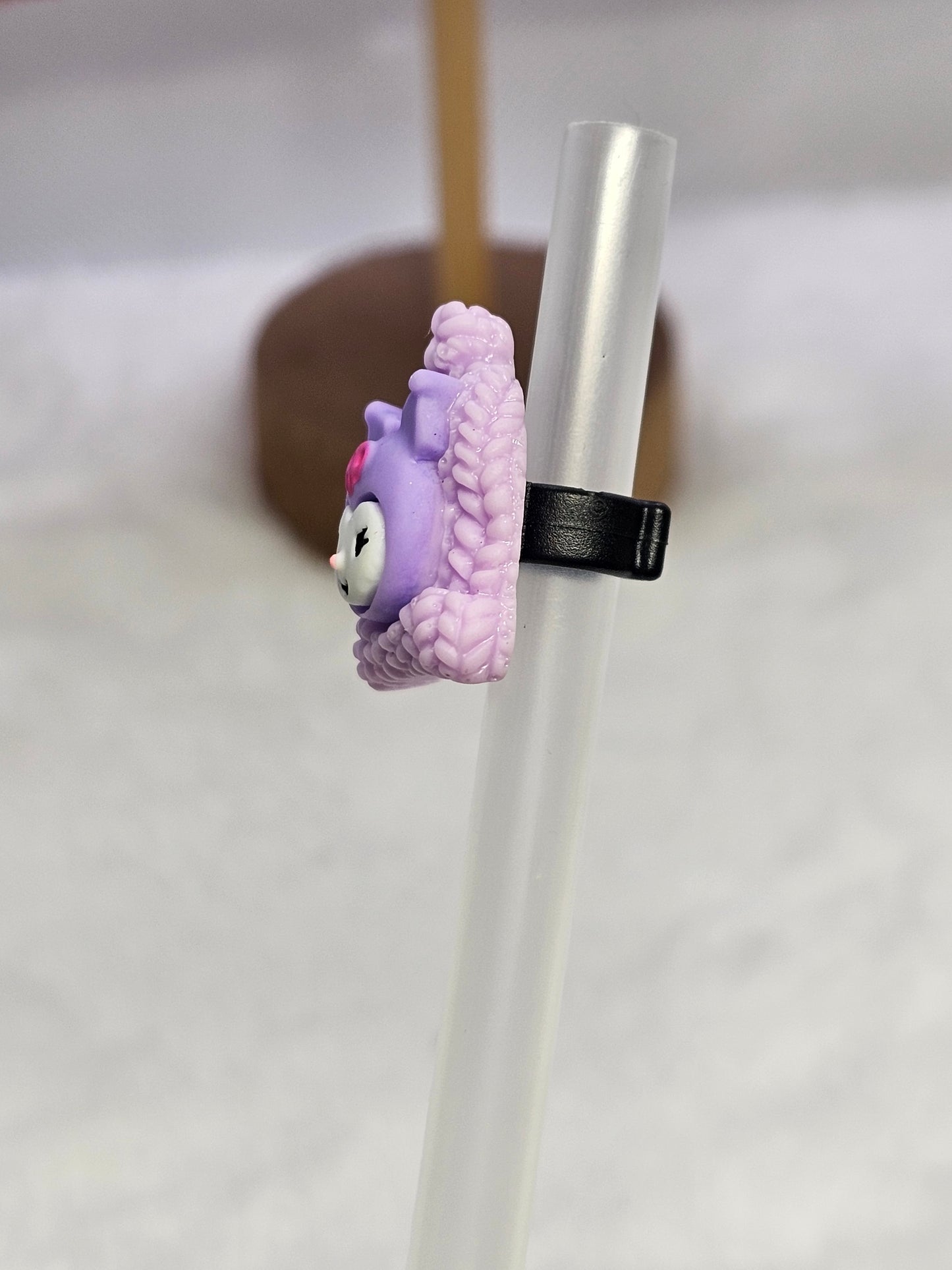 Kuko purple hat- Straw/pencil or pen charms