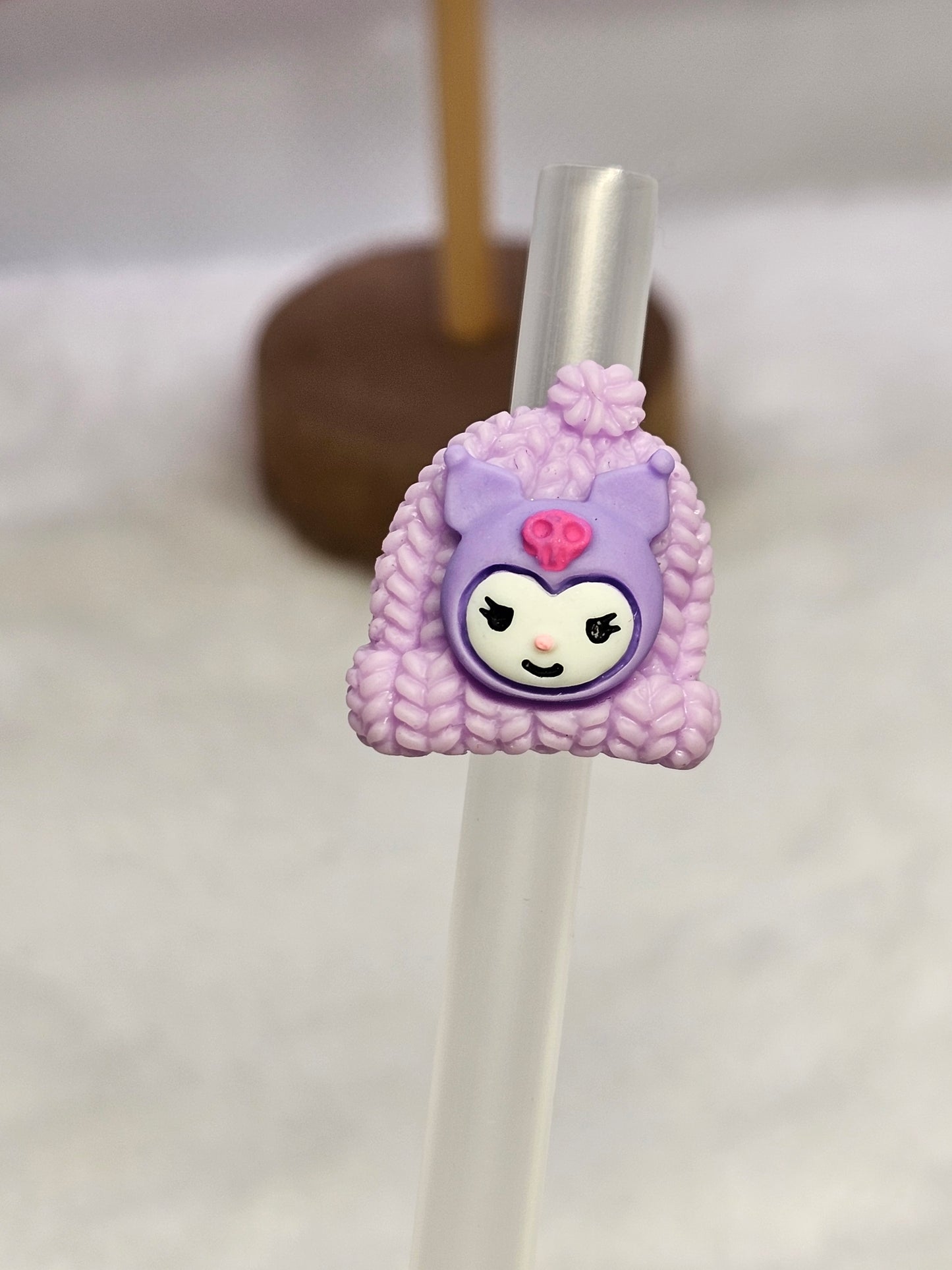 Kuko purple hat- Straw/pencil or pen charms