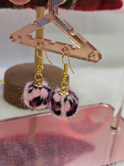 Pink leopard earrings