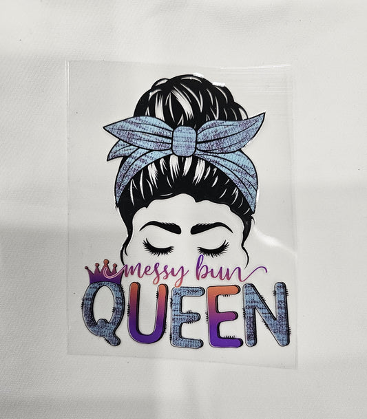 Messy bun queen - UV DTF Decal