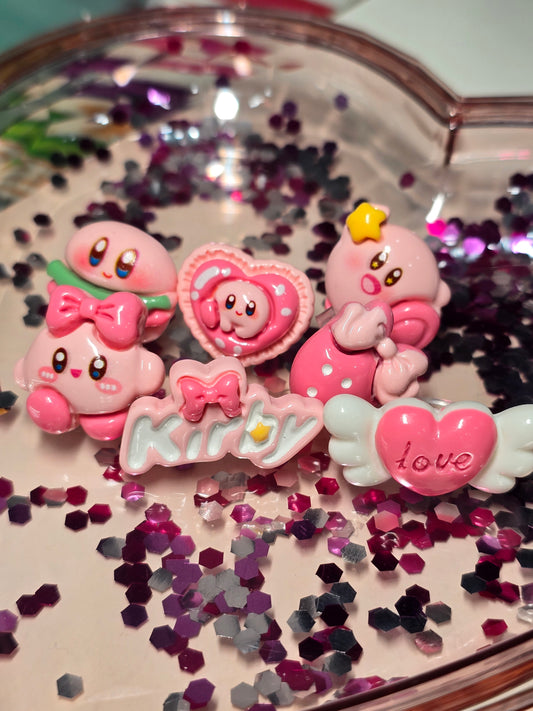 Kirby set of 7 - Straw/pencil or pen charms