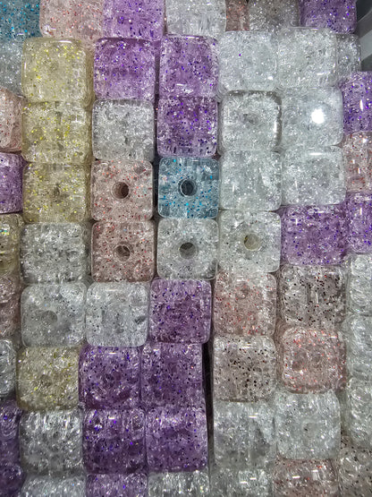 Glitter cube beads