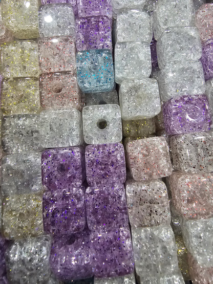 Glitter cube beads