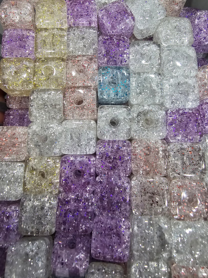 Glitter cube beads