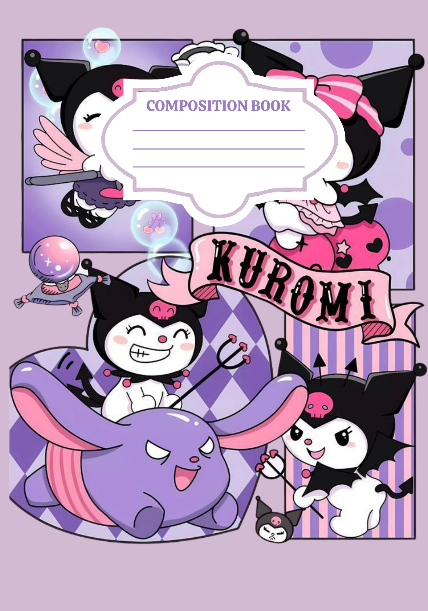 Kur0mI- Composition book vinyl sticker (front and back)