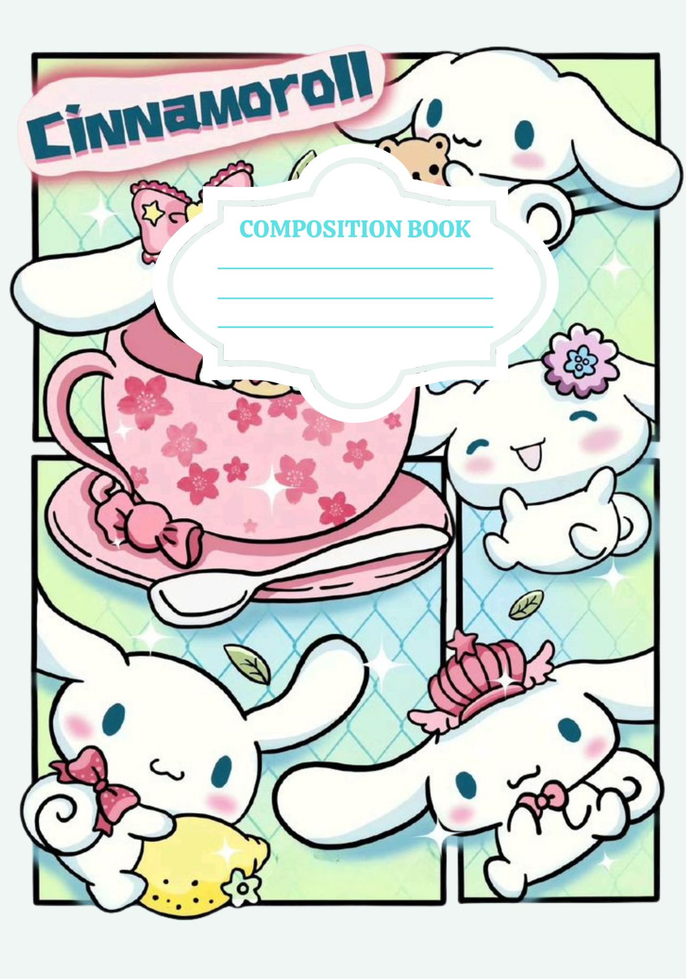 Cinna- Composition book vinyl sticker (front and back)